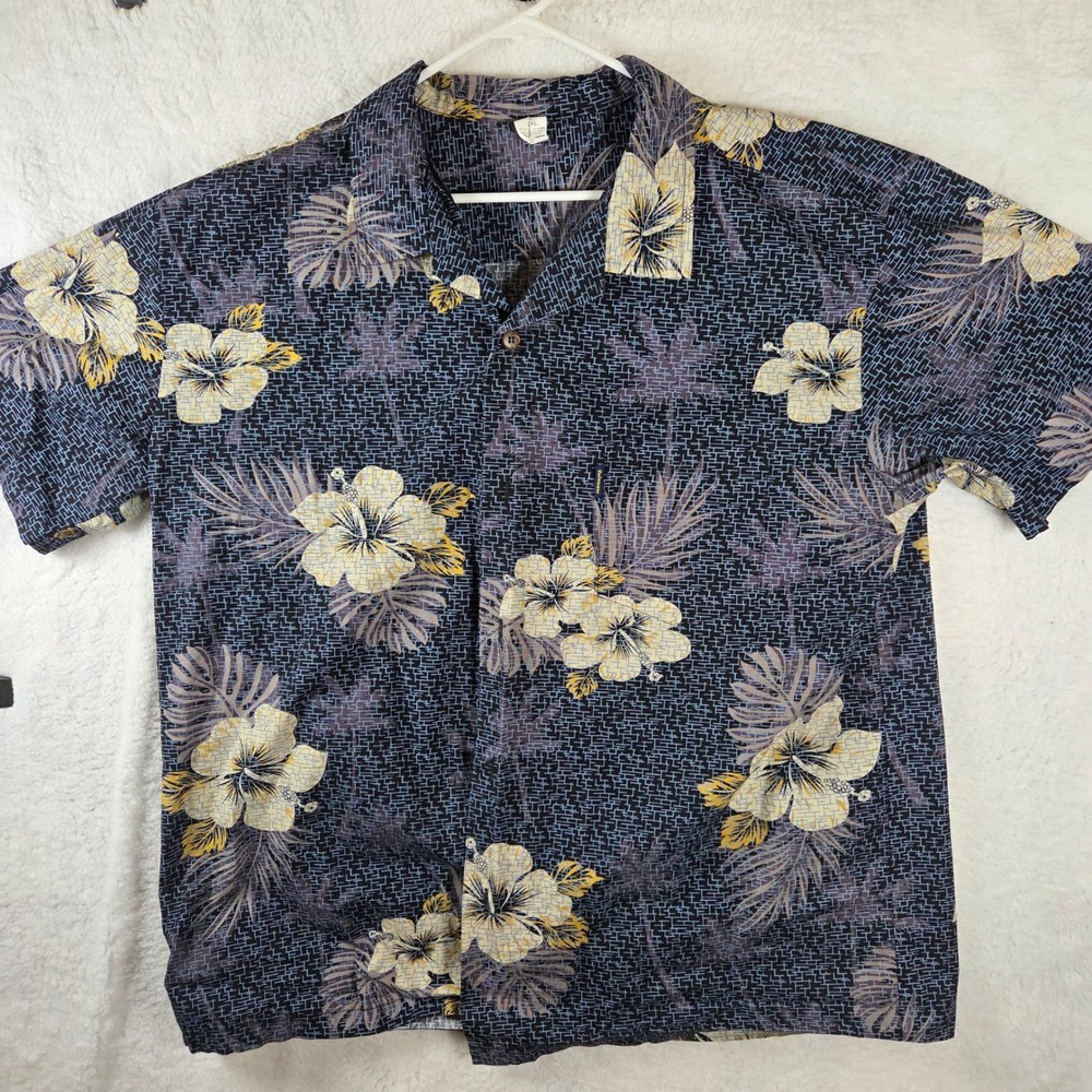 Palmwave Hawaii Mens 2XL 100% Cotton Short Sleeve Button Up Tropical Shirt